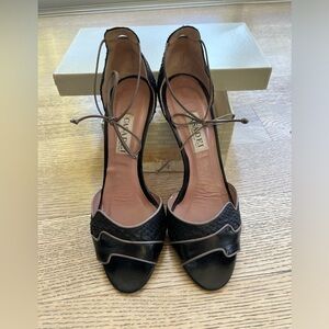 VINTAGE Casadei snake & kid ankle tie pumps